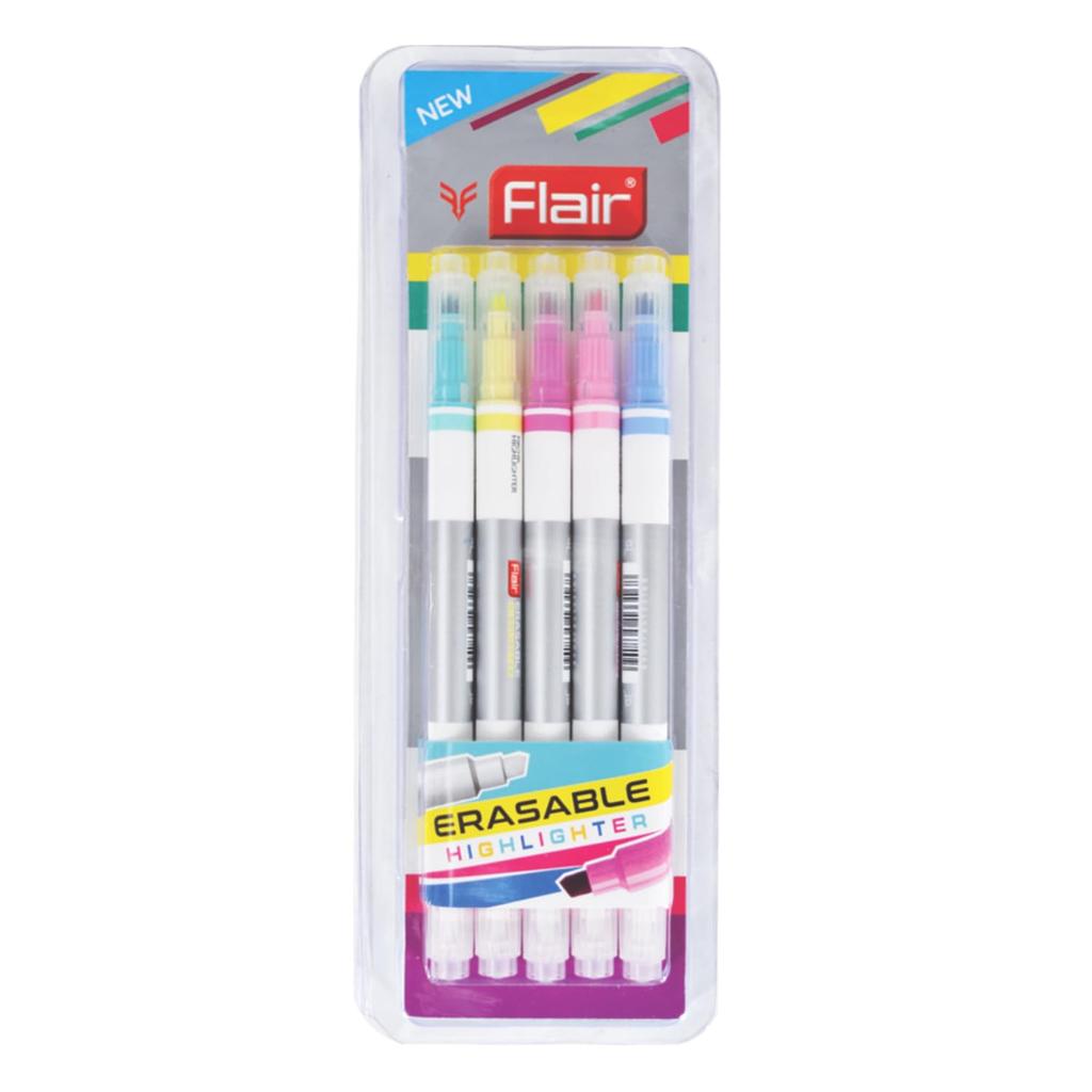 FLAIR Creative Series Erasable Highlighter Set of 1 X X5 pcs Chisel Point 1-4 mm Markers for School Office Glass Boards Use