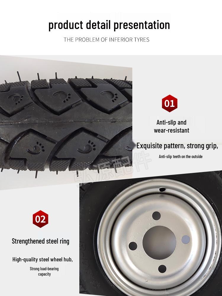 Electric Handcart Tricycle with Solid 3.00-8 Puncture-Proof Tire and Gray Hopper