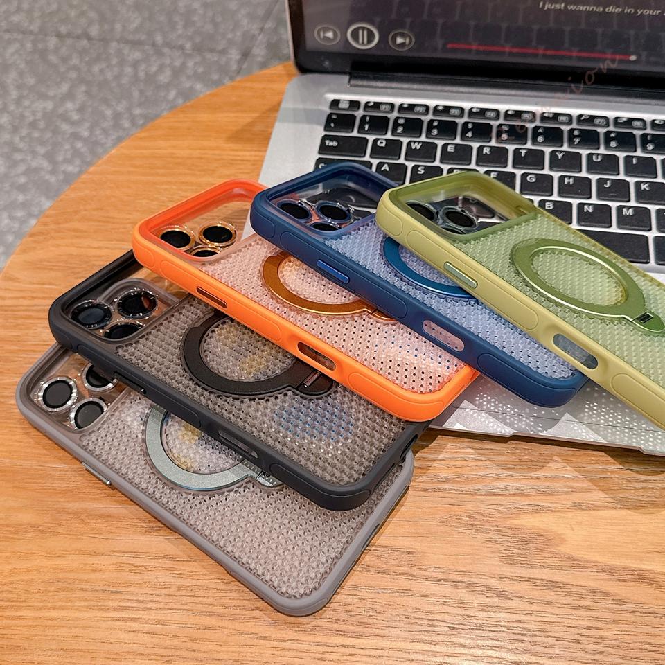 Stand Magnetic Phone Case For For Iphone 1 14 11 12 13 16 17 Pro Max Air Plus  Heat Dissipation Shockproof Protector Cover