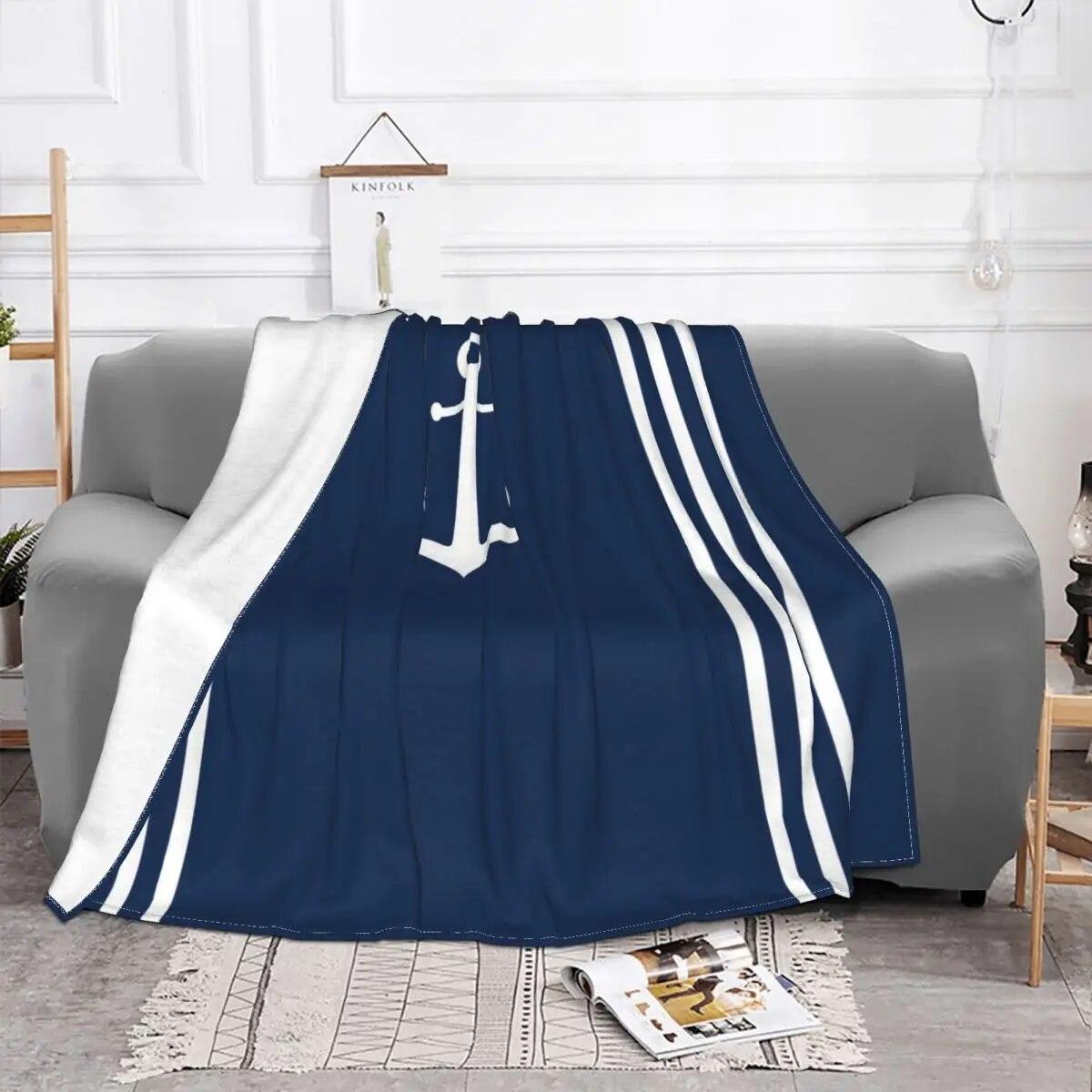 

Морское темно-синее одеяло с якорем на заказ, флисовое летнее многофункциональное мягкое одеяло для домашнего дивана, постельное белье 75x100cm 30x40in