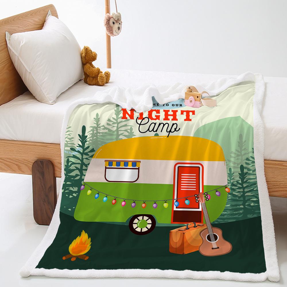 Blanket 2D Digital Printing Lamb Fleece Crystal Fleece Travel Camping Blanket Blanket