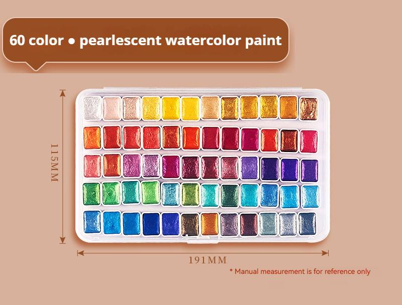 12/20/24/60 Color Solid Watercolor Paint Set Metallic Glitter Pearlescent Watercolor Pigments for Drawing Art Paint Supplies