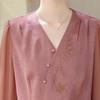 Stylish Embroidered Summer Top for Middle-Aged and Elderly Women - Seven-Sleeve Design (HGC88515)