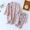 GMXIA Pajamas Women's Spring and Autumn Cotton Gauze Breathable Three-quarter Sleeve Home Wear Two-piece Set Summer Light Style Pajama Sets