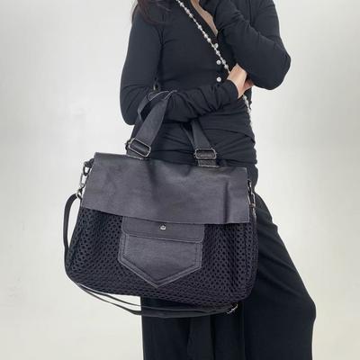 Women'S Mesh Splicing Retro Shoulder Bag Large Capacity Nylon Mesh Crossbody Handbag
