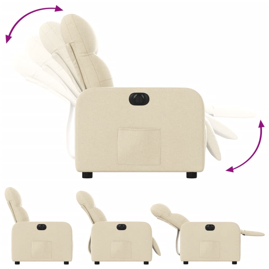 Vidaxl Electric Recliner, Cream, Fabric Upholstered