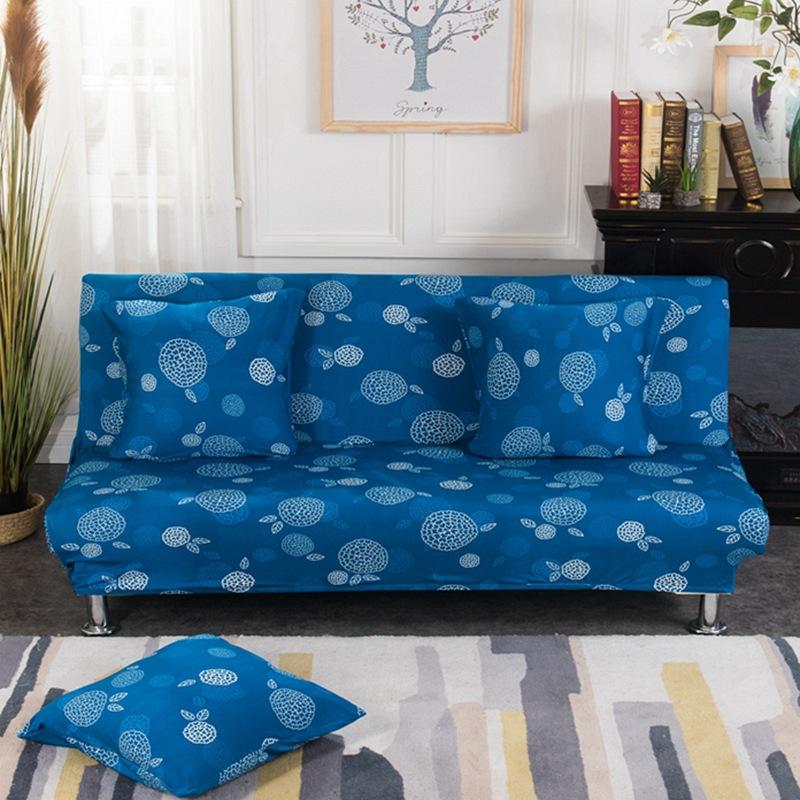 Flower Futon Cover Stretch Armless Futon Sofa Cover Soft Futon Slipcover with Elastic Bottom Sofa Bed Furniture Protector Covers for Washable Futon