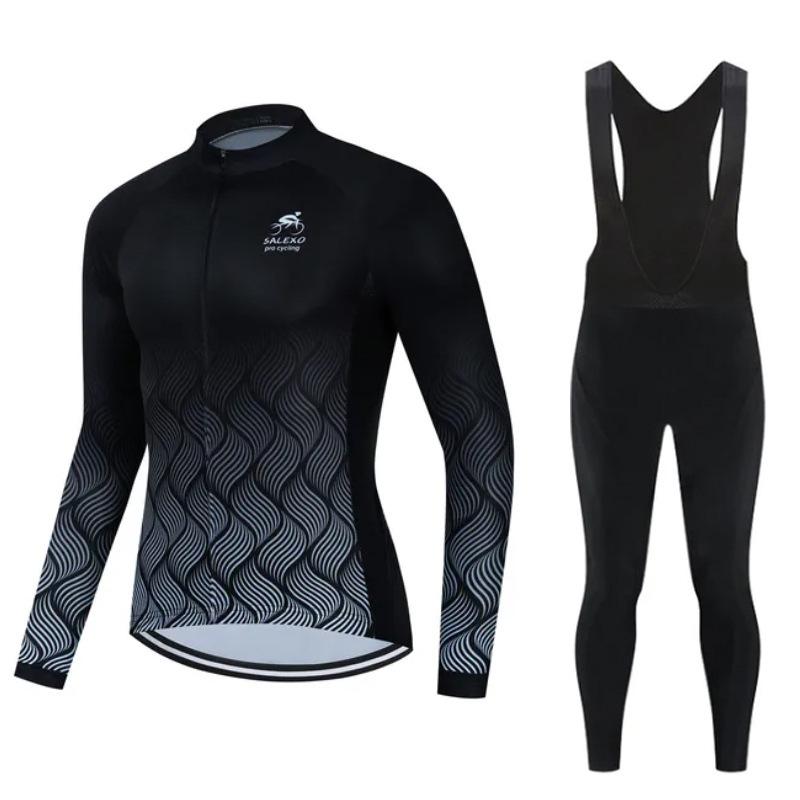 Cycling Suit, Bicycle Winter Men's and Women's Long-sleeved Fleece Suit, Thickened Thermal Overalls