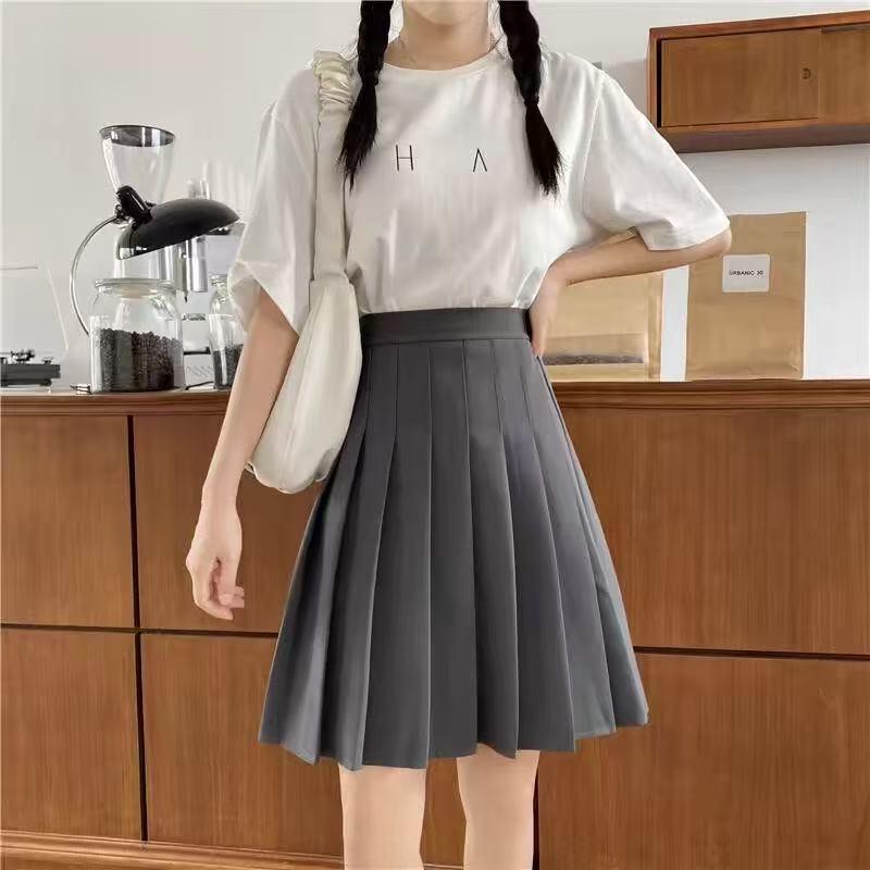 Academy Style Pleated Skirt: Plus Size, High Waist, Mid-Length for Junior & Senior High Students [4 Lengths]