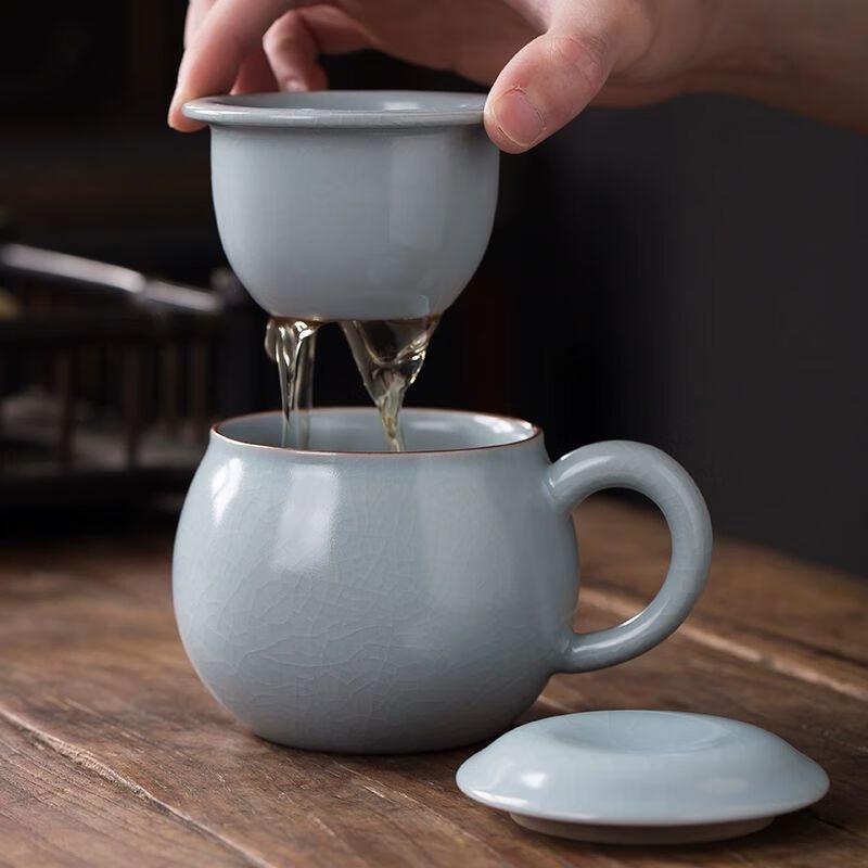 Yingyin Ru Kiln Ceramic Tea Mug with Lid