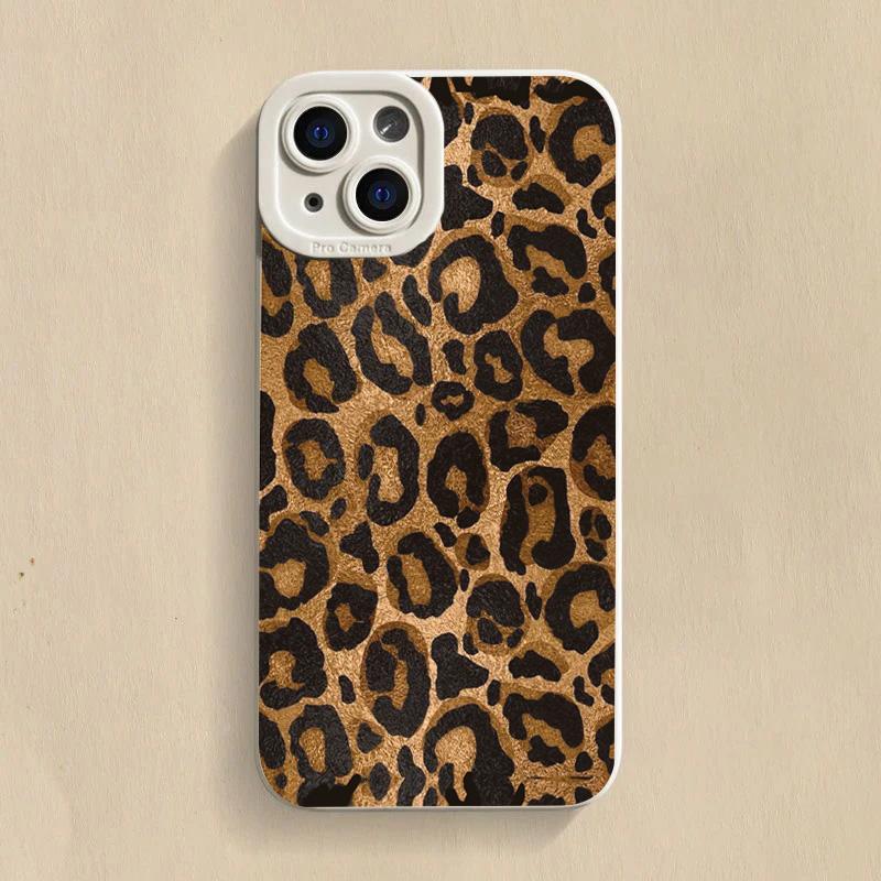 Brown Leopard Print Silicone Phone Case For iPhone 17 16 15 14 13 12 11 Pro Max 17Air 16E XS X XR 7 8 Plus Shockproof Soft Cover