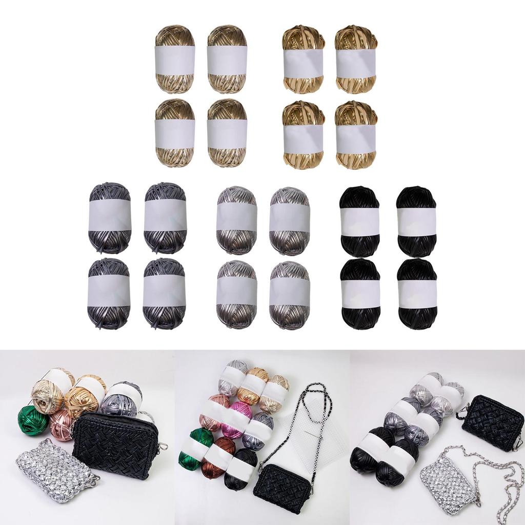 4x Metallic T-shirt Yarn Polyester Yarn Polyester Thread Home Decor Yarn Knitting Yarn Set Crochet Bag Yarn for DIY Bags Rugs