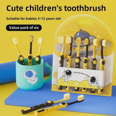 [6-pack] Child's Soft-Bristle Toothbrush, New Yellow & Black Design, Gum-Friendly, Popular for Everyday Use.