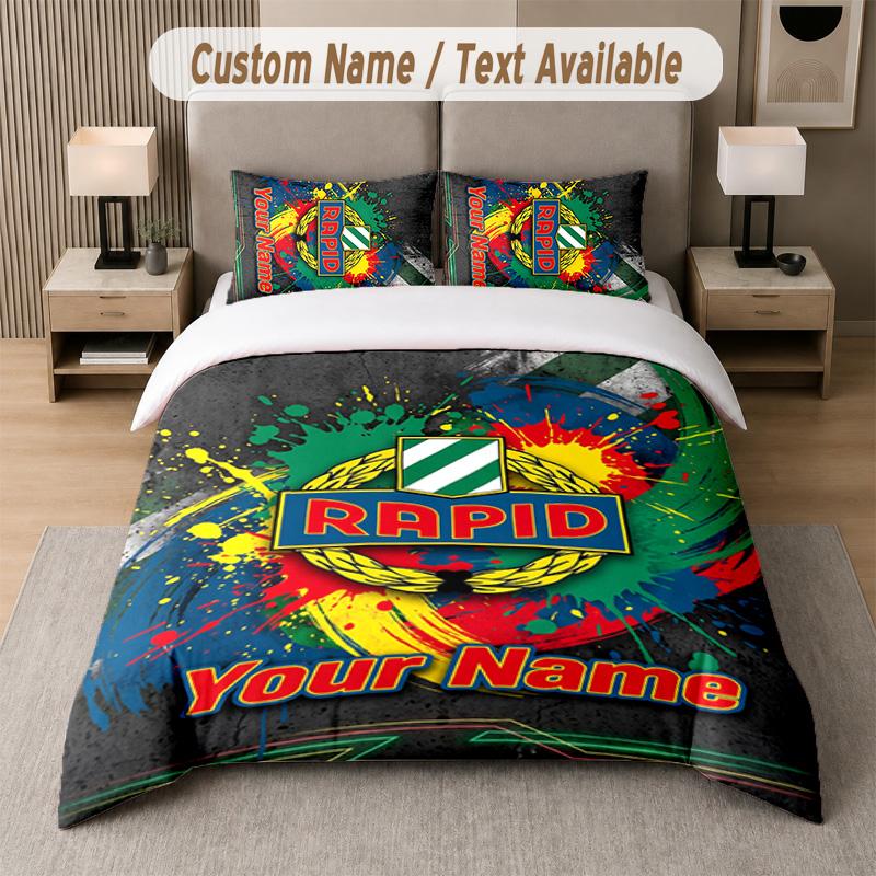 Rapid Wien FC Design Bedding Set Custom Text 1 Duvet Cover & 2 Pillow Cases