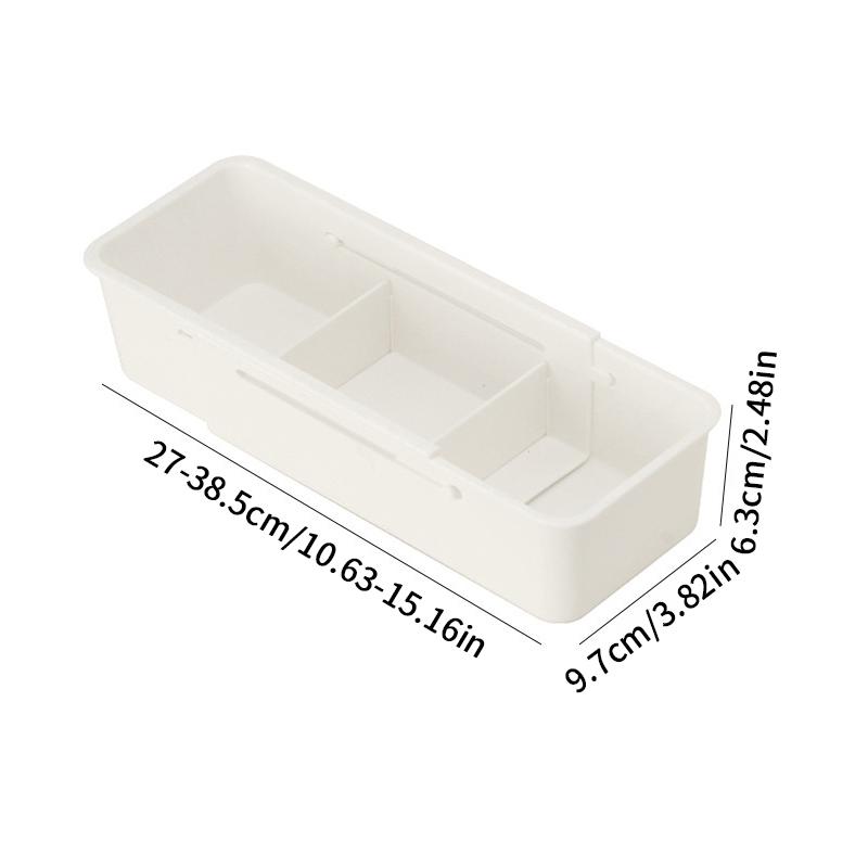 Органайзер для ящика Расширяемый лоток для кухонной утвари Регулируемый держатель для столовых приборов, канцелярских принадлежностей, косметики Белый контейнер для хранения столовых приборов narrow