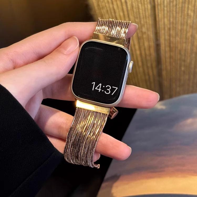 Strap for Apple Watch Band 49mm 45mm 41mm 44mm 40mm 42mm 38mm Women Steel Chain Bracelet IWatch Ultra SE Series 9 8 7 6 5 4 3 2