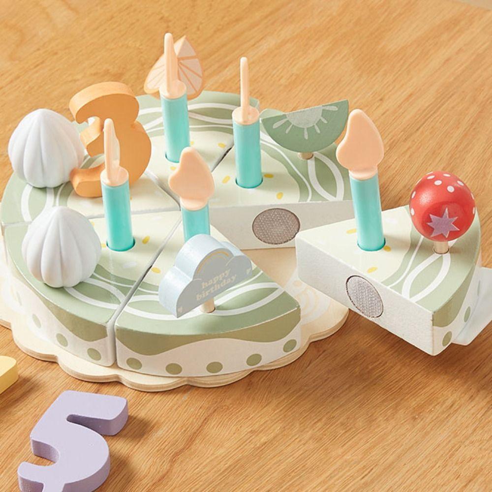 

Play House Wooden Cake Model Wooden Kitchen Pretend Toy Toddlers Boys Girls 1 set
