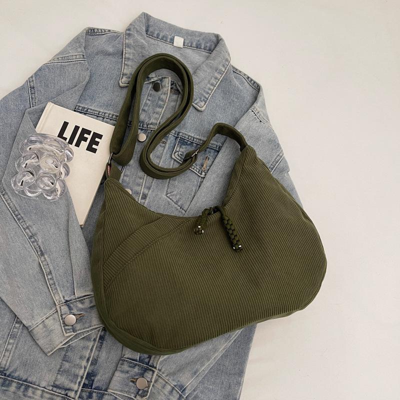 Shoulder bag casual fashion simple Korean version large capacity simple casual canvas bag casual portable solid color bag women's bag