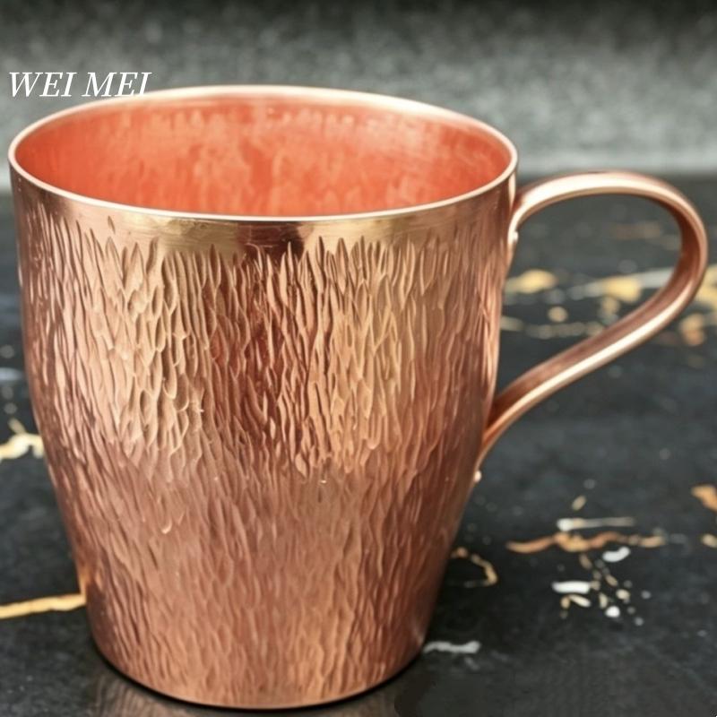 Vintage Pure Copper Coffee Mug,Home 670 ml Handle Breakfast Cup,Thickened Handcrafted Engraving Hammer Texture Tea Cup Drinkware