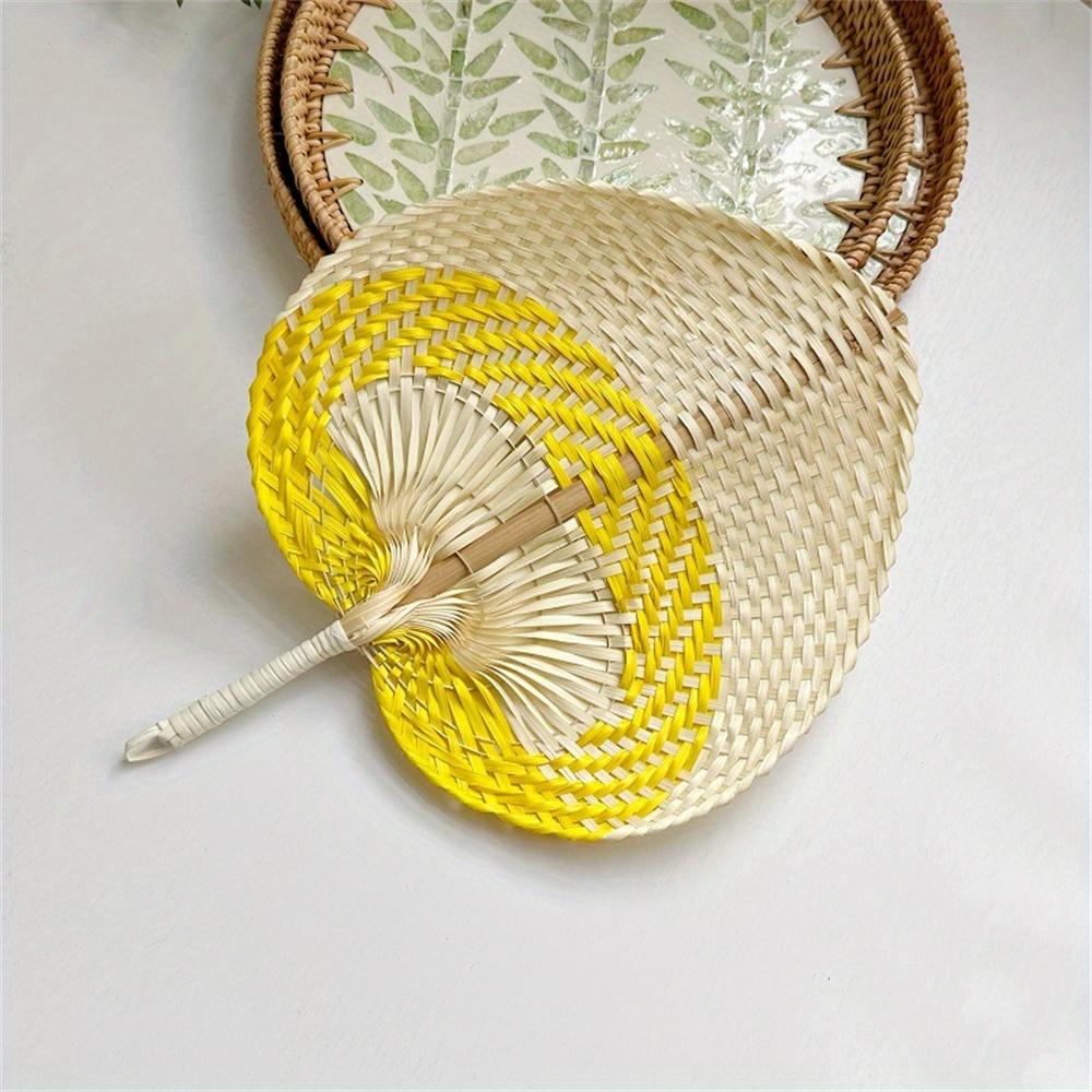 Handmade Straw Woven Fans Craft Summer Cooling Fan Bamboo Palm Leaf Hand-woven Hand Fan Home Wedding Decoration