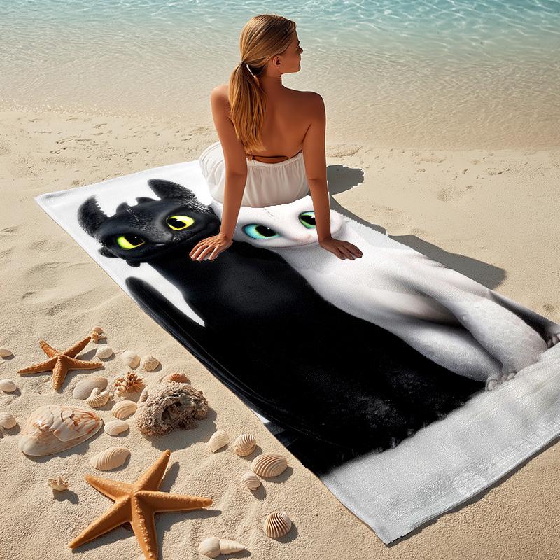 Night Fury Friendship Stylish Digital Printing Beach Towel Quick Drying Absorbent Blanket For Beach Pool Gym Travel Christmas Gift C9211815