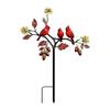 2D Flat Red Bird Garden Stake Iron Handmade Flower Branch Ground Plug Animals Pattern Funny Outdoor Yard Art Yard Ornament