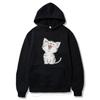 Autumn Winter Solid Color Cat Classic Hoodie Men's Daily Casual Harajuku Hoodie Y2K Street Wear Warm Hoodie