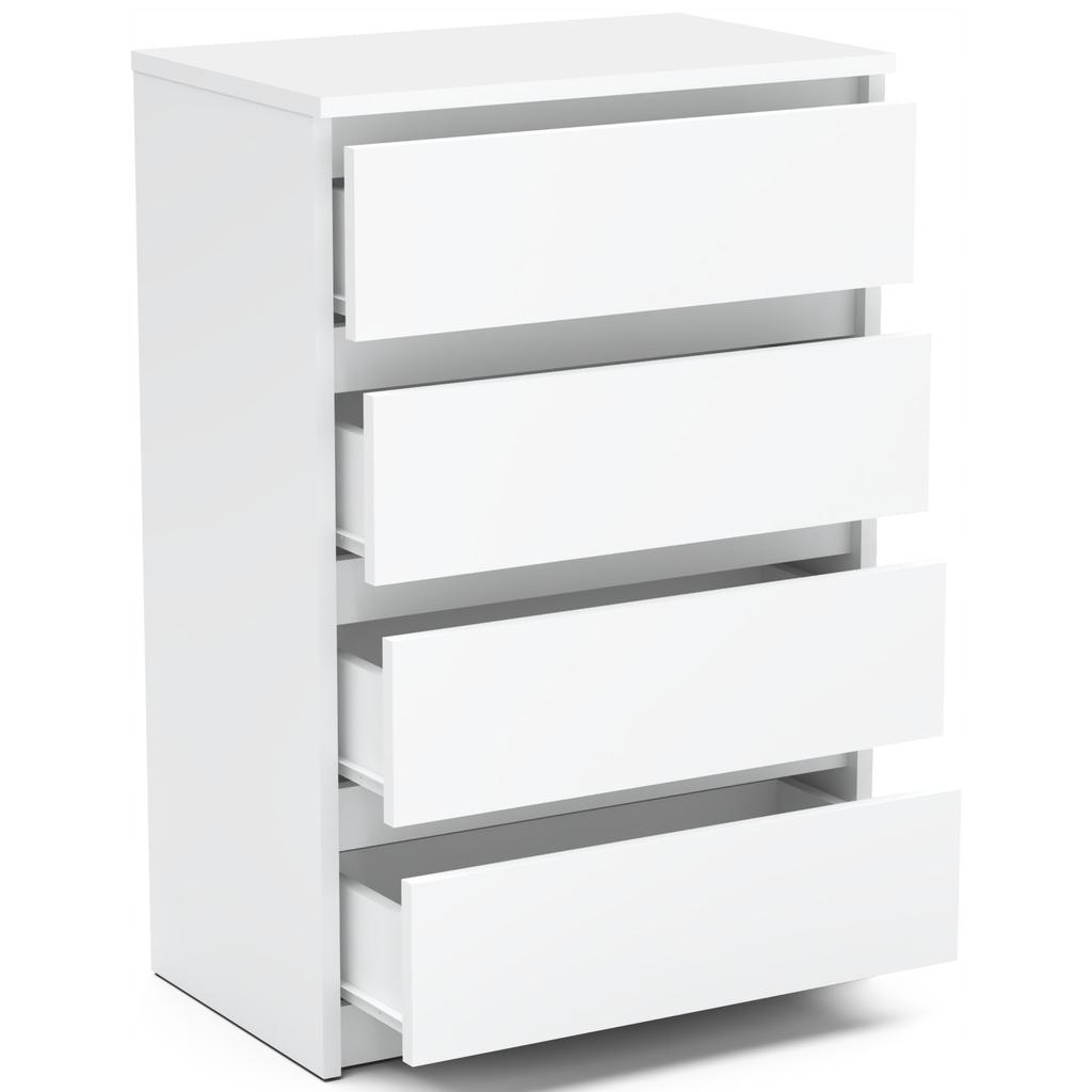 Weiße Kommode mit 4 Schubladen 60 CM TV-Schrank Möbel für Wohnzimmer Schlafzimmer Loft