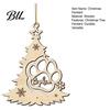 Rustic Pet Commemorative Gifts Wood Christmas Tree Pendant with Paw Print, Hollow Engraved Hanging Print Decorations Ornament, Style Craft for Holiday