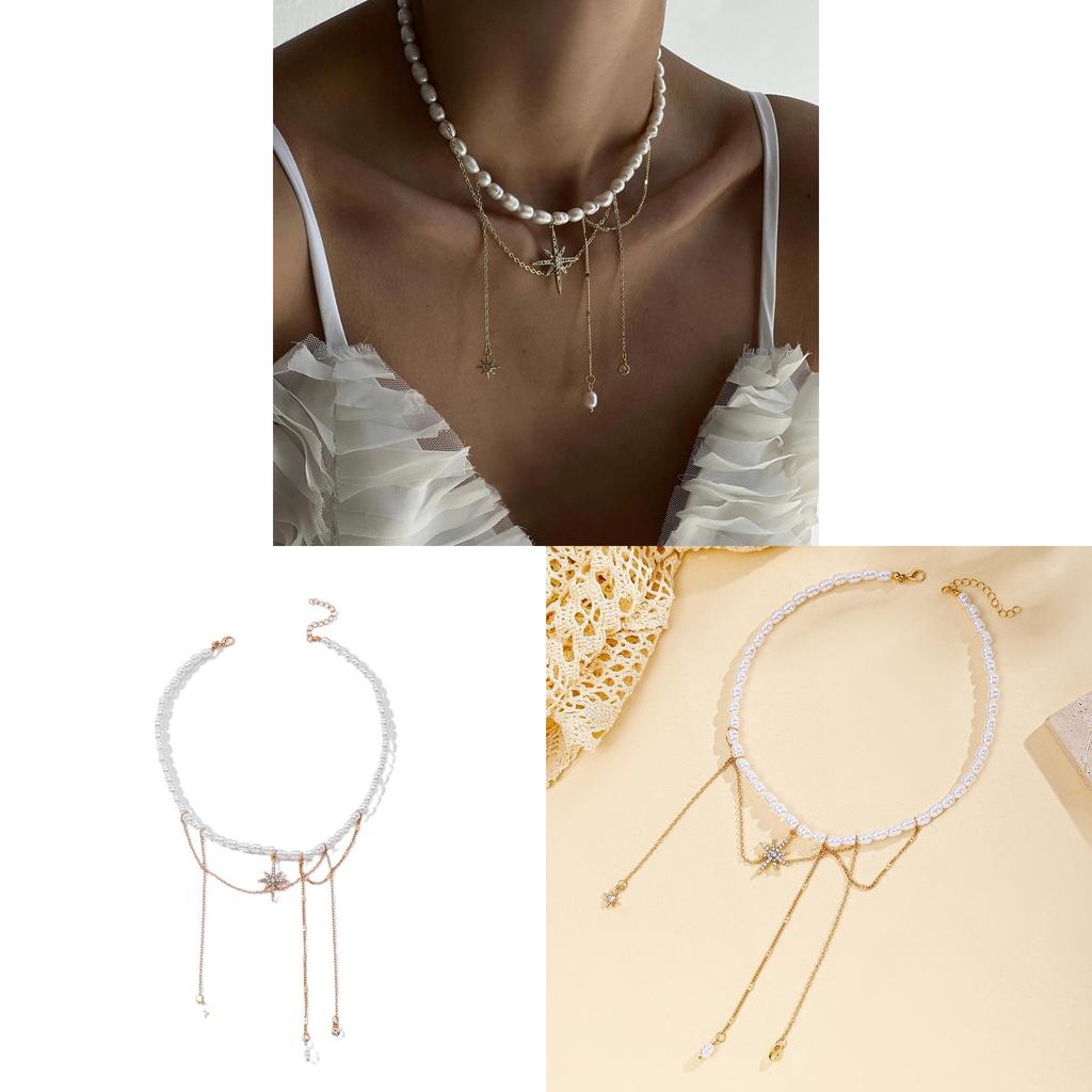 Premium Alloy Chain With Pearl And Geometric Star Design For Females