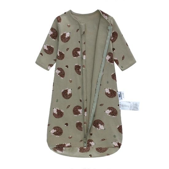 miracle baby" Pure Cotton Long‑Sleeve 3D Sleeping Bag with Animal Print, Center‑Opening, Breathable Summer Sleeping Bag for Children Aged 0–2 Years