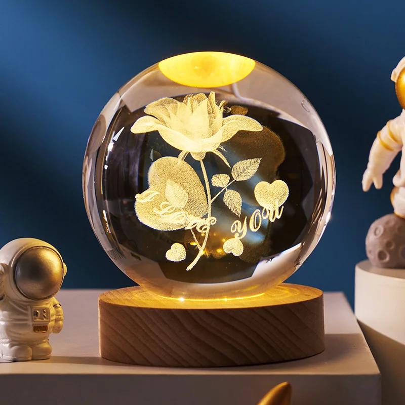 Solar System Globe Galaxy K9 Crystal Ball 3D Laser Engraved Astronomy Planets Ball Fantastic Style Home Decor Cosmic Model Gift