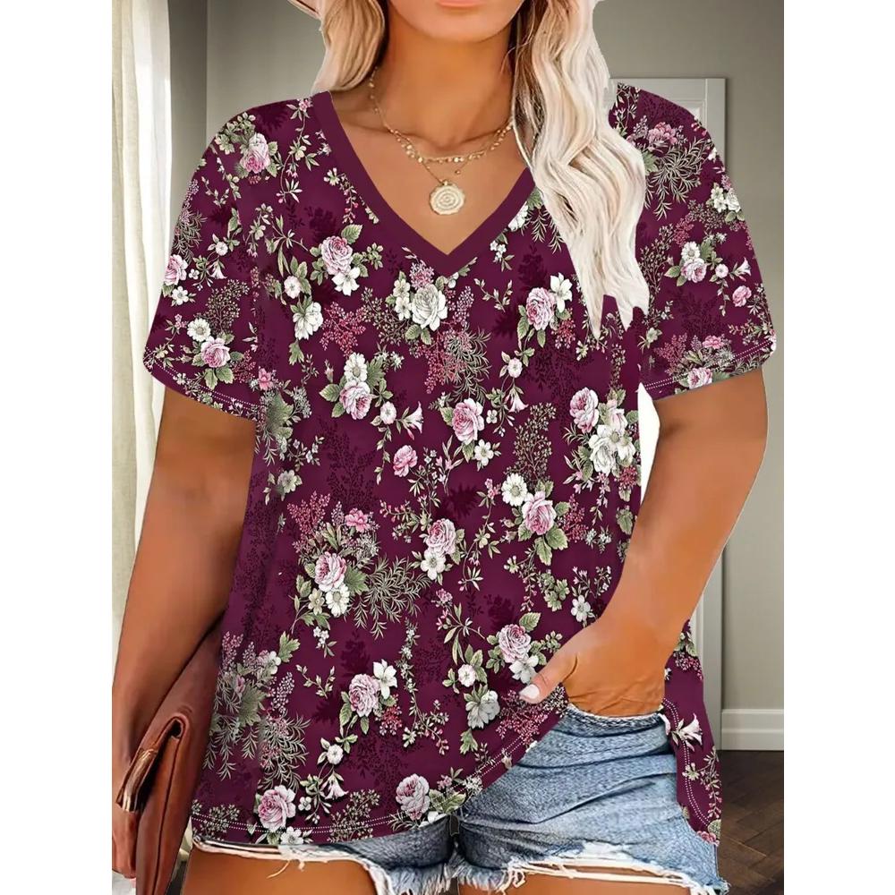 Casual Versatile Women's V-neck Loose Short Sleeves Fashionable Breathable T-Shirts Women’s