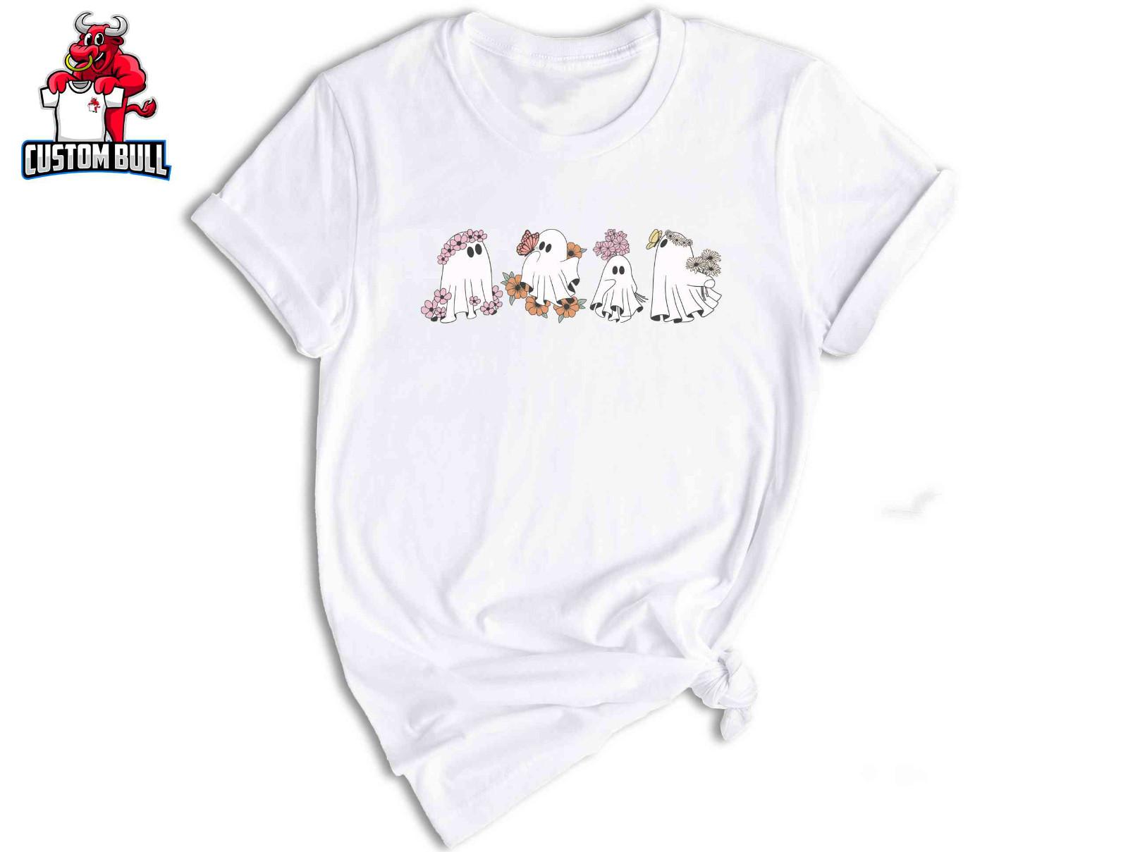 Retro Floral Ghosts Shirt, Cute Halloween Ghosts Shirt, Vintage Ghost Shirt S разноцветный