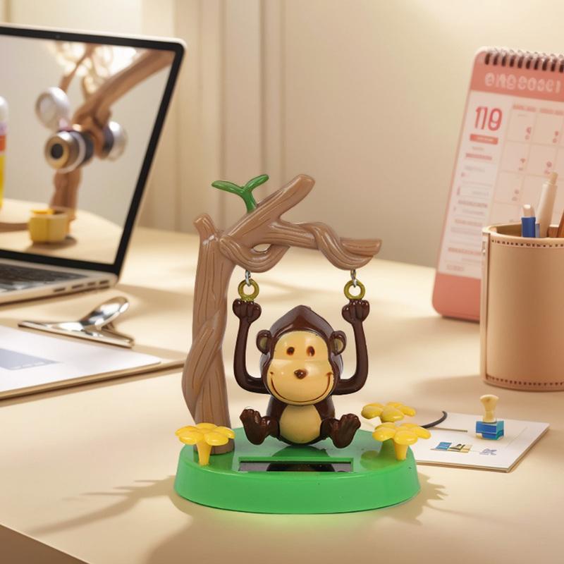 Solar Dancing Monkey Toy Solar Powered Swing Monkey Cute Animal Desktop Ornaments Cartoon for Car Interior Decoration