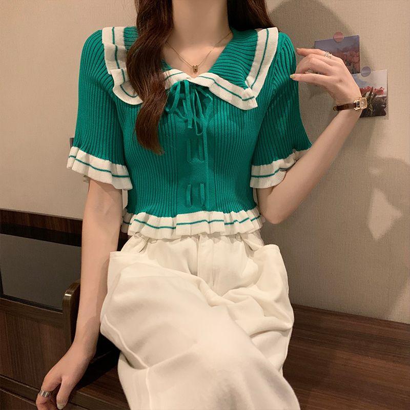 

Летний облегающий утягивающий топ с завязками и простым дизайном, трикотажный топ с короткими рукавами для женщин L