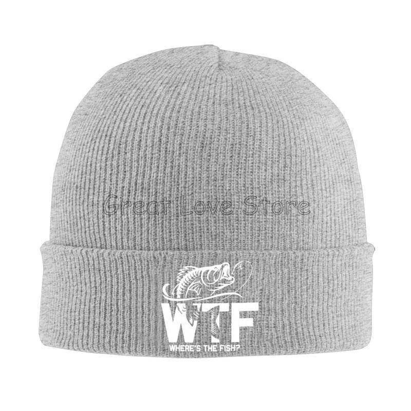 WTF Where's The Fish Print Beanie Hats Skullies Beanies Warm Soft Men Women Elastic Caps Autumn Winter Graphic Bonnet Hats