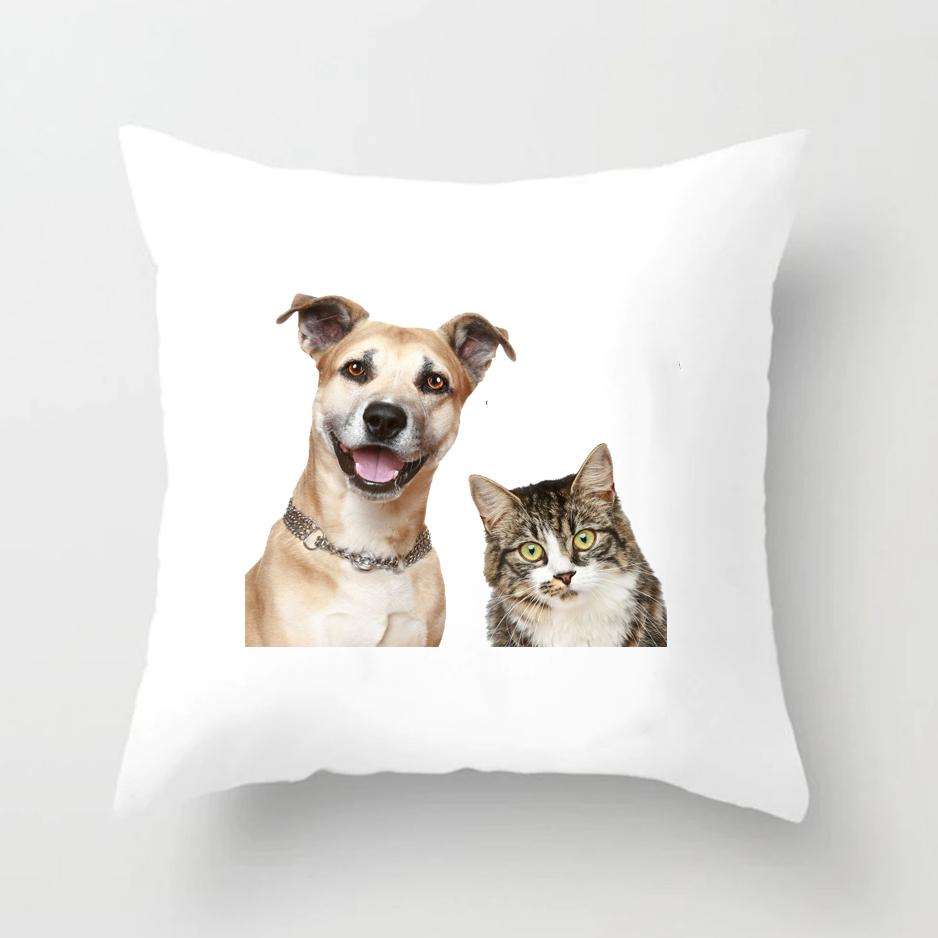 Dog and Cat Pillow Covers Decorative Cushion Cover Living Room Decoration Polyester Pillow Sofa Warm Family Pillow Case 45x45cm