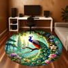 1pc Peacock Flowers Round Chair Mat Area Rug - Non-Slip, Floor Mat for Office, Bedroom, and Indoor Decor C1125203