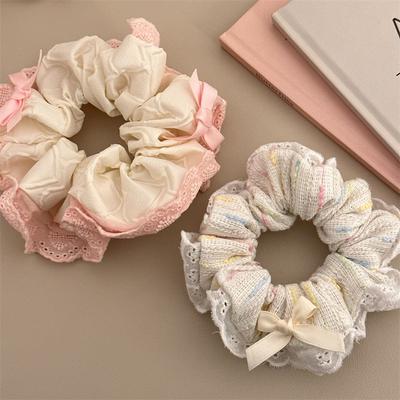 Korejská sladká krajka Velká střeva Gumička do vlasů Dívčí gumička do culíku Scrunchies Gumičky do vlasů Prsten do vlasů Pro ženy Vlasové doplňky