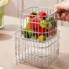 Stainless Steels Kitchen Drain Basket Drainage Rack Large Opening Hollow Metal Wire Storage Basket Countertops Container