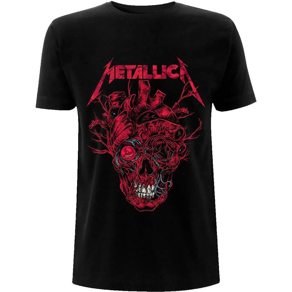Футболка Metallica Heart Skull приталенная Высококачественная Роскошная Для мужчин и женщин Топ Y2k Лето 2026 4XL