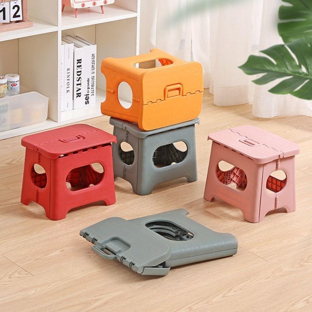 Plastic Portable Folding Stool with Handle Easy To Carry Leisure Fishing Chair Step Stool Foldable Outdoor Camping Stool