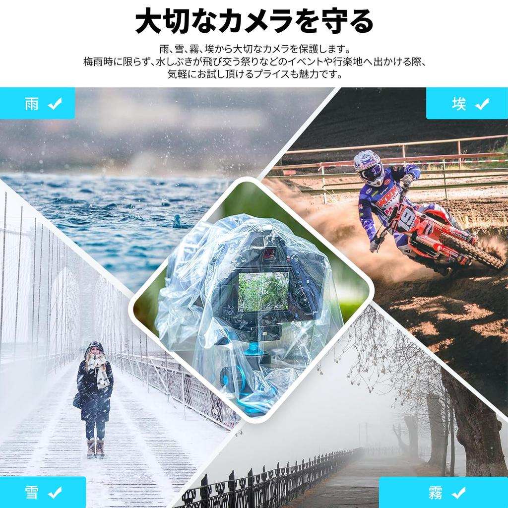 JJC Camera Camera Rain Cover for Lenses up to 45cm Compatible with Canon EOS Kiss M2 X10i X9i X8i X7i SX60 Nikon COOLPIX Sony and Perfect for and