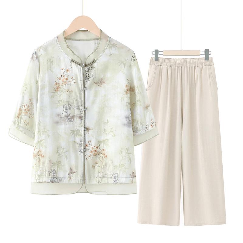 Yuzhaolin New Chinese Style Printed Summer Set for Women