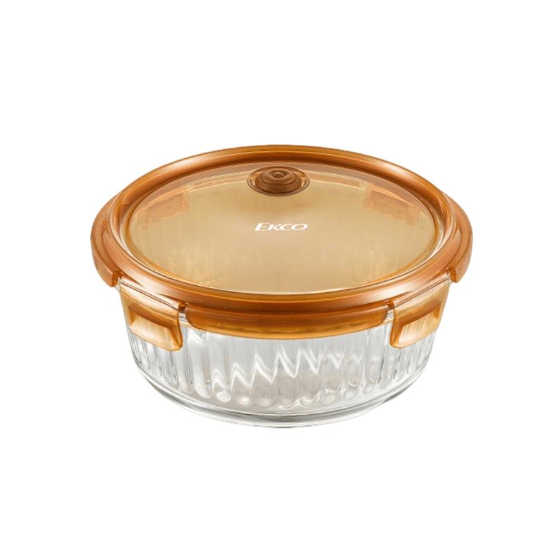 Corning EKCO Round Borosilicate Glass Food Storage Container, 960ml