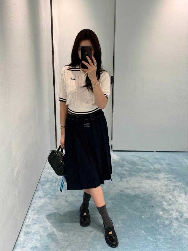 Affordable Age-Reducing Sweet Cool Academy Style Navy Blue Pleated Skirt - 1331 Early Autumn Edition