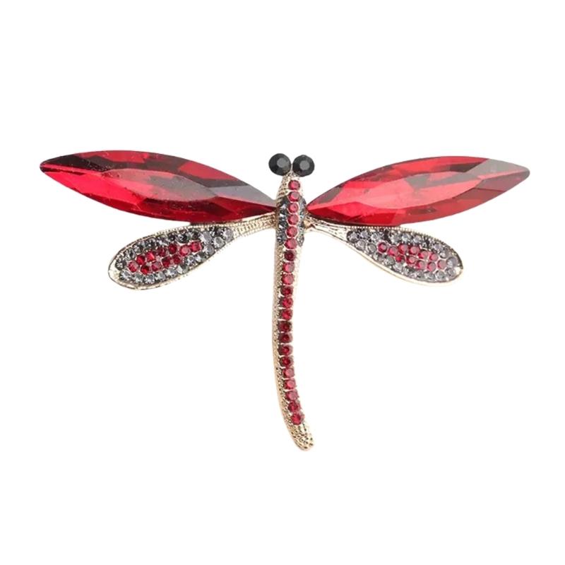 

Elegant Dragonflies Crystal Brooch Pin Rhinestones Animal Lapel Jewelry Fashion Accessory for Women s Clothing and Bags червоний