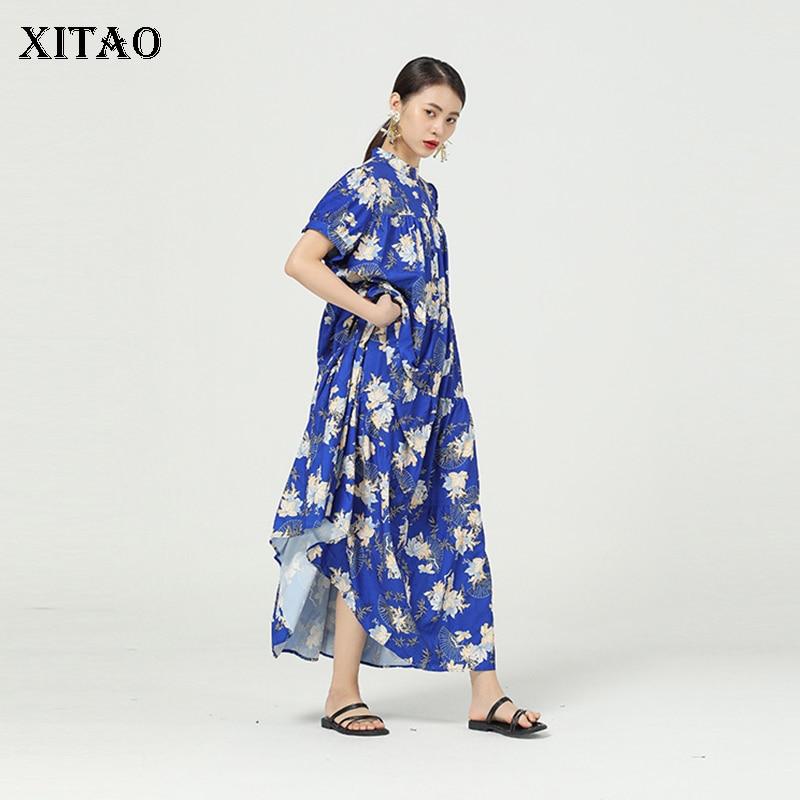 

XITAO нерегулярное платье модное женское лето WMD1279 One Size чёрный