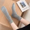 Gray Dotted Socks - Mid-calf Socks for Autumn and Winter, Sweat-absorbent, Bone-free Cotton Socks with Polka Dots, Ballet-style Pile-up Socks